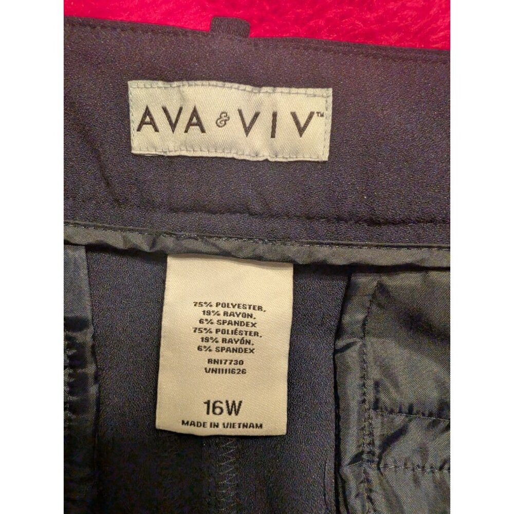 Ava & Viv Women's Plus 16W Navy Blue Cropped Dress Pants Stretch Career - Picture 5 of 5
